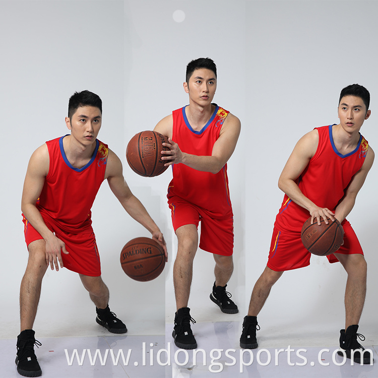 2021 Guangzhou Latest Men Basketball Jersey Uniform Design Red Sport Clothes Custom Basketball Wear